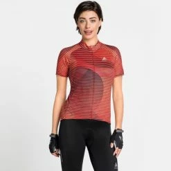 De gros ⌛ Odlo Element - Maillot vélo manches courtes col montant femme 🔥 -Odlo shop odlo element maillot velo manches courtes col montant femme black graphic 2