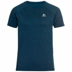 Nouveau 🎁 Odlo Essential Seamless - T-shirt running femme 🔥 -Odlo shop odlo essential seamless t shirt running femme blue wing teal melange