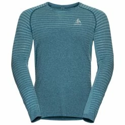 Coupon 😍 Odlo Essential Seamless - T-shirt running manches longues homme ⭐ -Odlo shop odlo essential seamless t shirt running manches longues homme blue wing teal melange