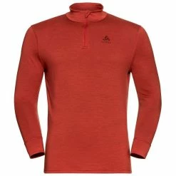 Promo 🤩 Odlo Natural 100 % Merino Warm - Maillot homme ⌛ -Odlo shop odlo natural 100 merino warm maillot homme ketchup 1