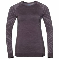 Promo 😉 Odlo Natural + Kinship Warm - Maillot manches longues femme 🎁 -Odlo shop odlo natural kinship warm maillot manches longues femme vintage purple melange