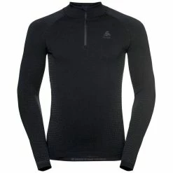 Bon marché 🥰 Odlo Performance Warm Eco ½ Zip - Maillot homme 🔥 -Odlo shop odlo performance warm eco zip maillot homme black new odlo graphite grey