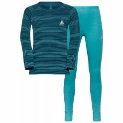 Grosses soldes 🔔 Odlo Set Long Active Warm Eco Set - Sous-vêtement technique enfant 💯 -Odlo shop odlo set long active warm eco set sous vetement technique enfant reef waters blue wing teal